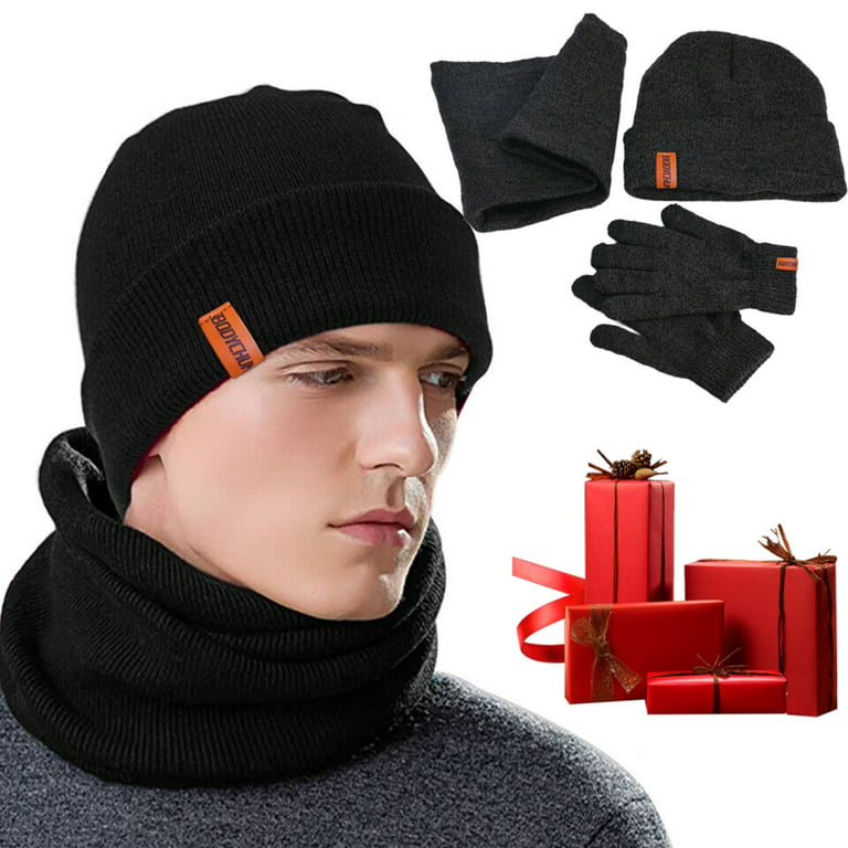 Bodychum Men's Winter Warm Hat Gloves Scarf Set