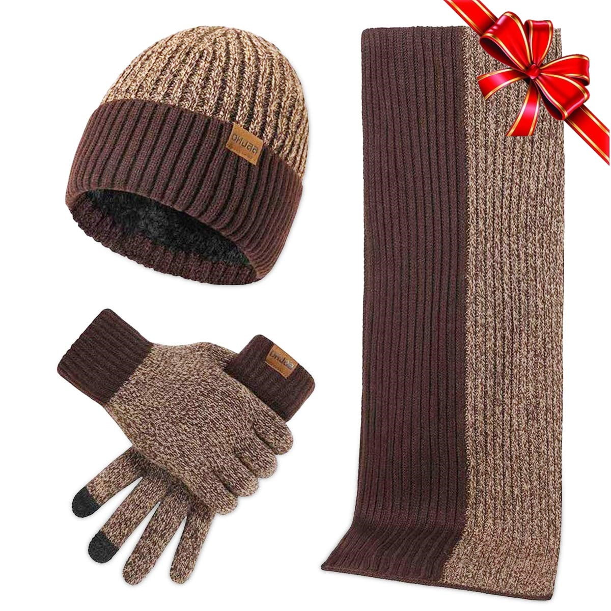 Bodychum 3 Pcs Winter Warm Beanie Hat, Long Scarf, Touchscreen Gloves ...