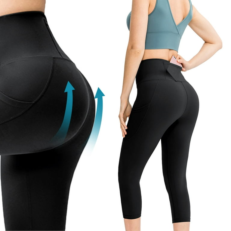 Bodychum Butt Lifting Leggings for Women Capri Yoga Pants Butt Lifting with  Pockets Trousers for Running Workout Fitness 