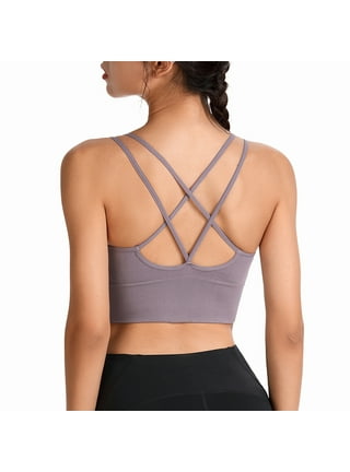 Wide Hem Sports Bras for Women Crisscross Back Padded Sport Brassiere Medium  Support Workout Running Yoga Top (Color : H, Size : Large) : :  Clothing, Shoes & Accessories