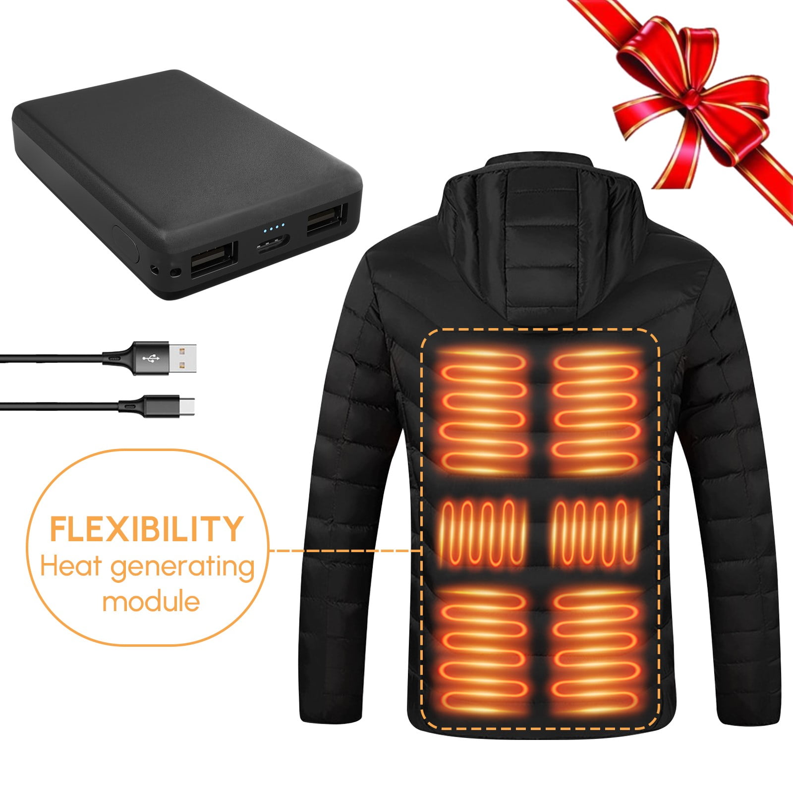 Bodychum Heated Jacket with Battery Pack, Electric Heated Coat with