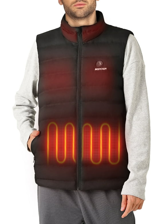 Men's Heated Vest with No Battery Pack Inclouded, Stocking Stuffers Washable Lightweight Heated Coat with 6 Heating Zones for Skiing, Black, S