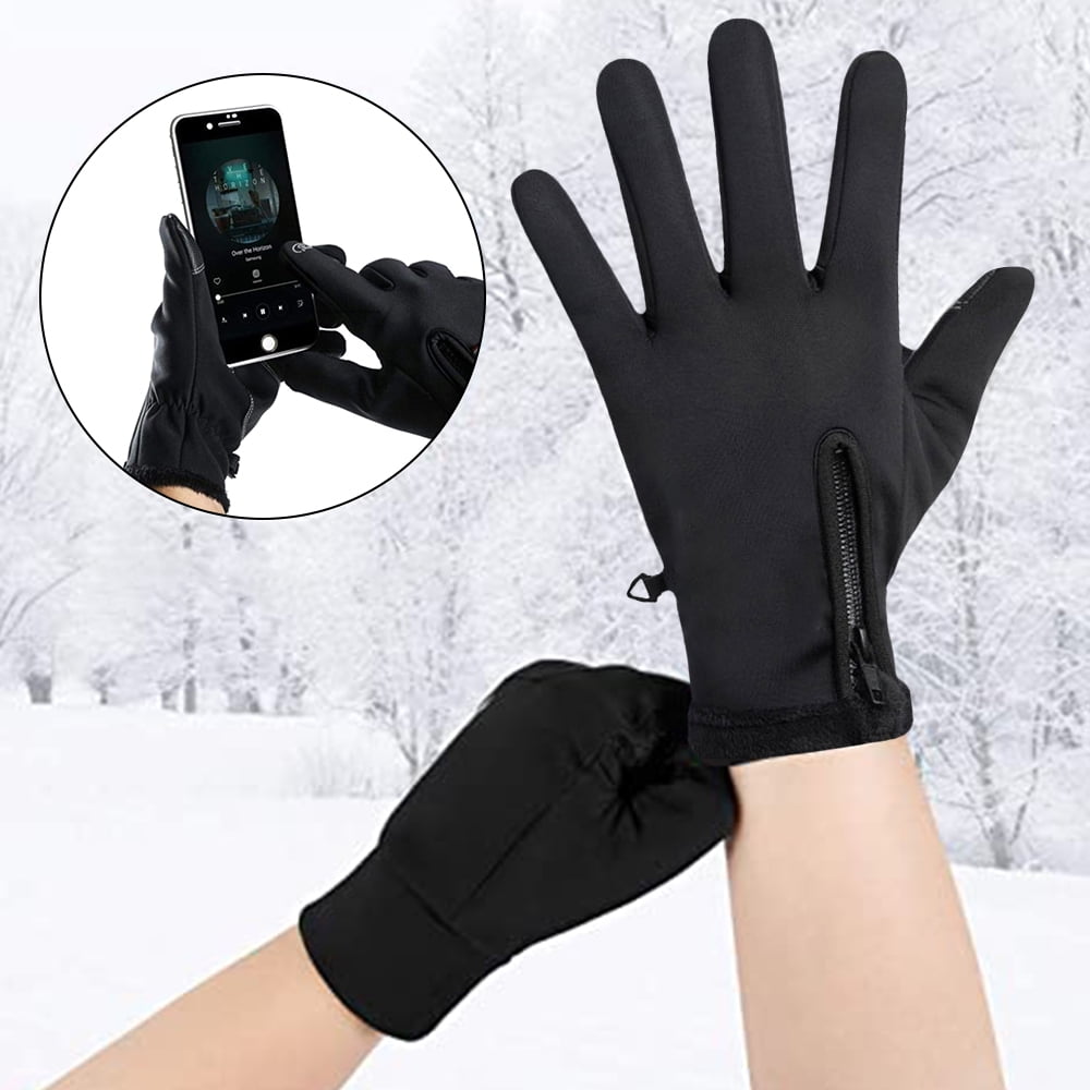 Bodychum Mens Winter Warm Gloves Waterproof and All Finger, Zipper
