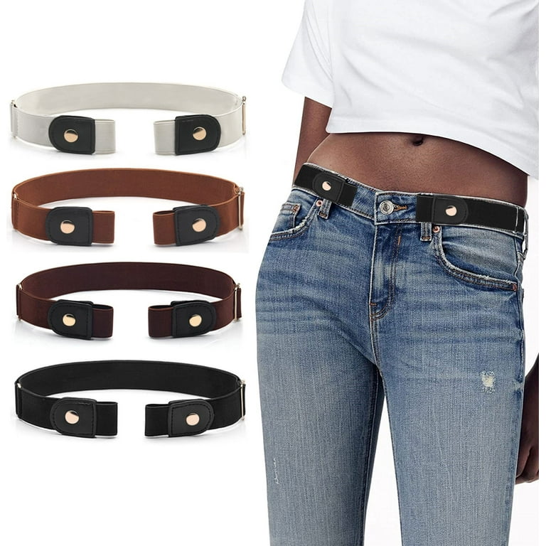 Fashion Chain Buckle Ladies Belt Women Skinny Waist Belt With Golden Metal  Chain Elastic Stretch Dress Belt Waistband