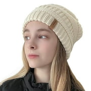 Bodychum Winter Beanie Hat for Women Men, Chunky Cable Knit Warm Soft Stretch Skull Cap - Beige, Christmas Day Gift
