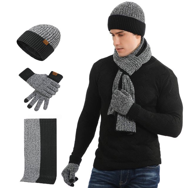 Bodychum Winter Hat Warm Beanie Hat Knit Gloves Winter Scarf Soft Thick