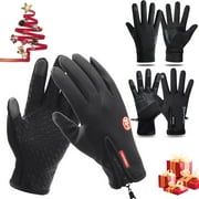 Bodychum Winter Men Gloves, Thickened Cold Weather Gloves Touch Screen Gloves for Men Women, Black, Valentines Day Gifts