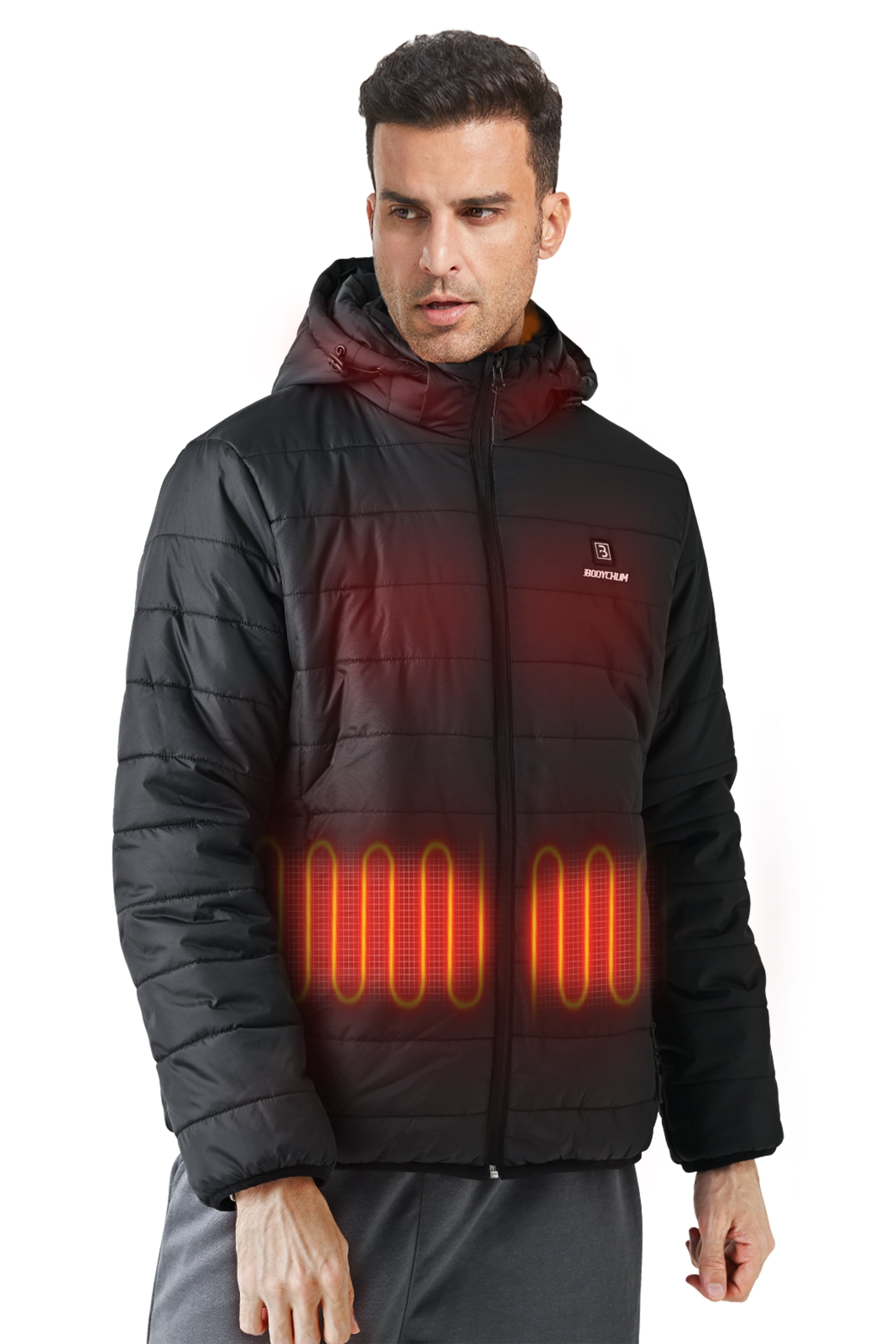 Bodychum Women Men Heated Jacket with Battery Pack Windproof Electric Heated Coat with