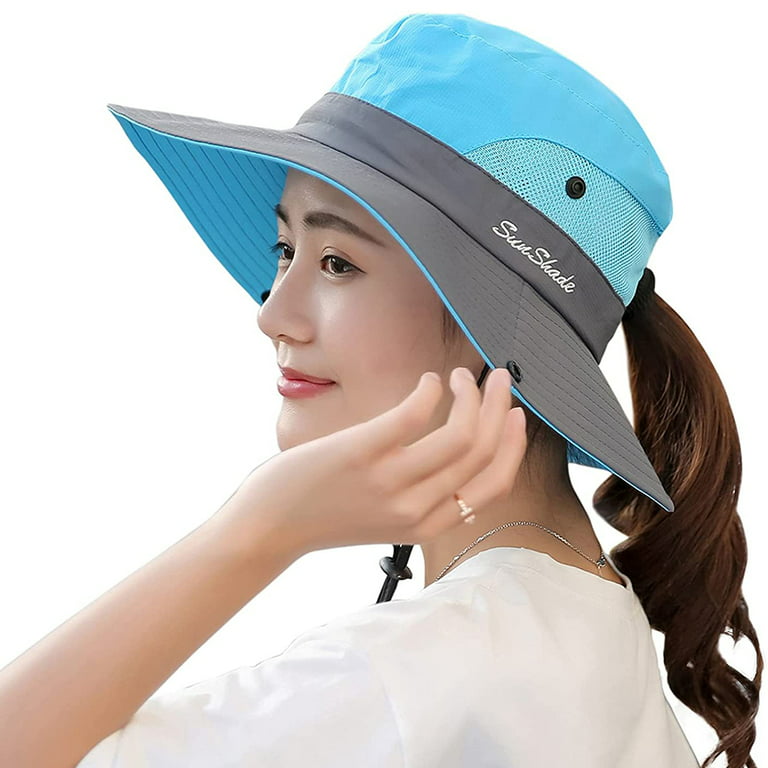 Bodychum Women Sun Hat UV Protection Wide Brim Work Fishing Hat Summer  Outdoor Beach Cap, Blue 