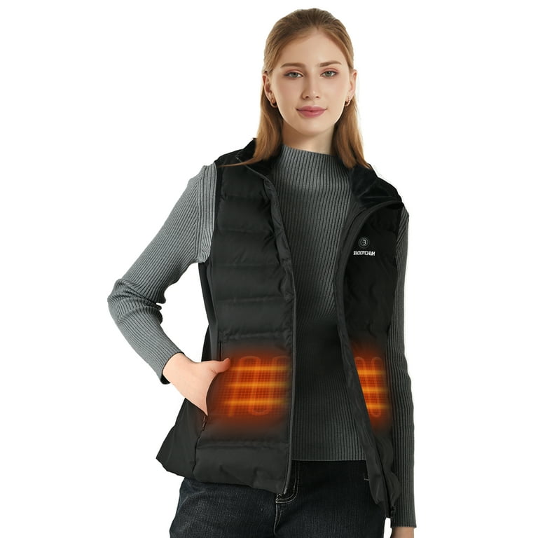 Bodychum Women s Heated Vest with Battery Pack Included Light Weight Fleece Jacket for Hunting Hiking Black S Size Small