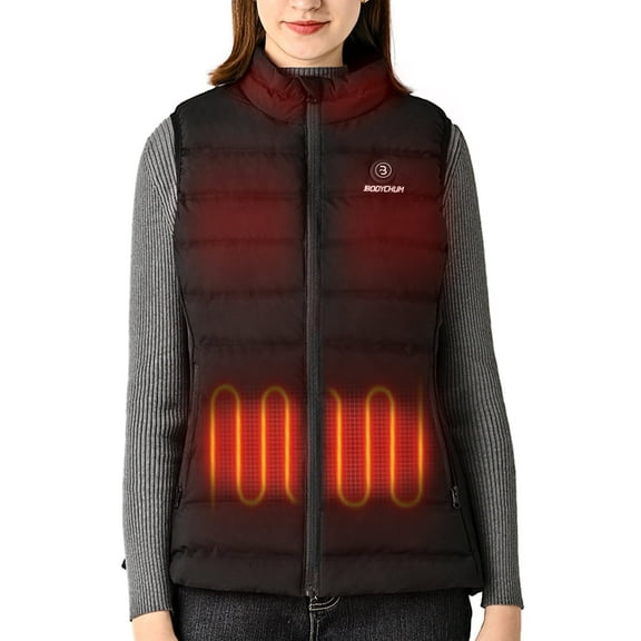 APTOCO Women's Heated Vest, Stocking Stuffers Washable Lightweight Heated Coat with 6 Heating Zones for Skiing with No Battery Pack Inclouded, Black, XL