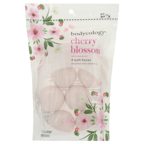 Bodycology Bath Fizzies Bath Soak Bath Balls, Cherry Blossom, 2.1 oz, 8 ct
