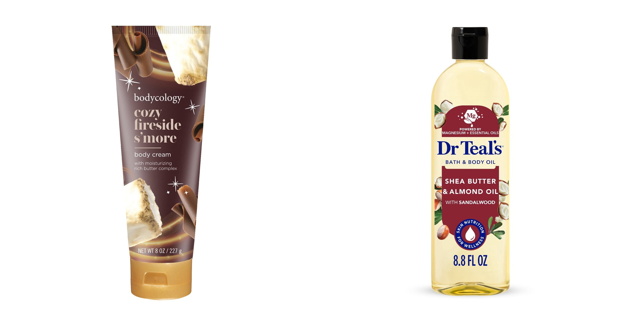 Bodycology Cozy Fireside S'more Shea Butter Body Cream & Dr Teal's Shea Butter Moisturizing Bath & Body Oil Bundle
