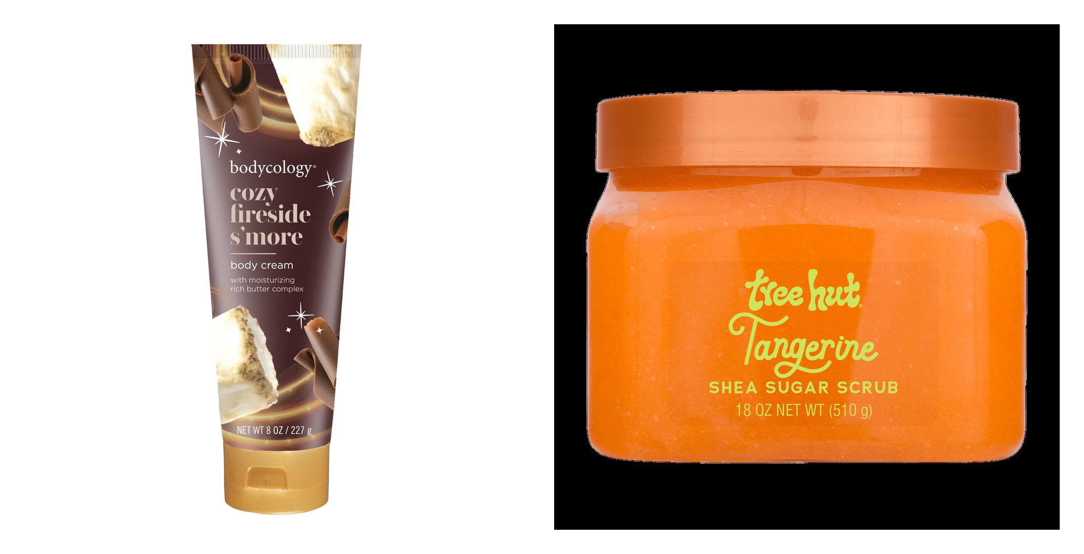 Bodycology Cozy Fireside S'more Shea Butter Body Cream & Tree Hut Tangerine Shea Butter Sugar Body Scrub Bundle