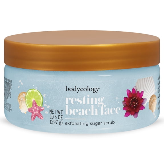 Bodycology Exfoliating Sugar Scrub, Resting Beach Face, 10.5 oz