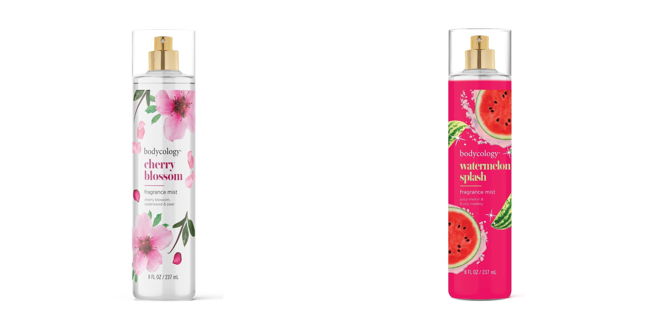 Bodycology Fragrance Body Mist, Cherry Blossom, 8 fl.oz. & Bodycology Long-Lasting Fragrance Body Mist, Watermelon Splash Bundle
