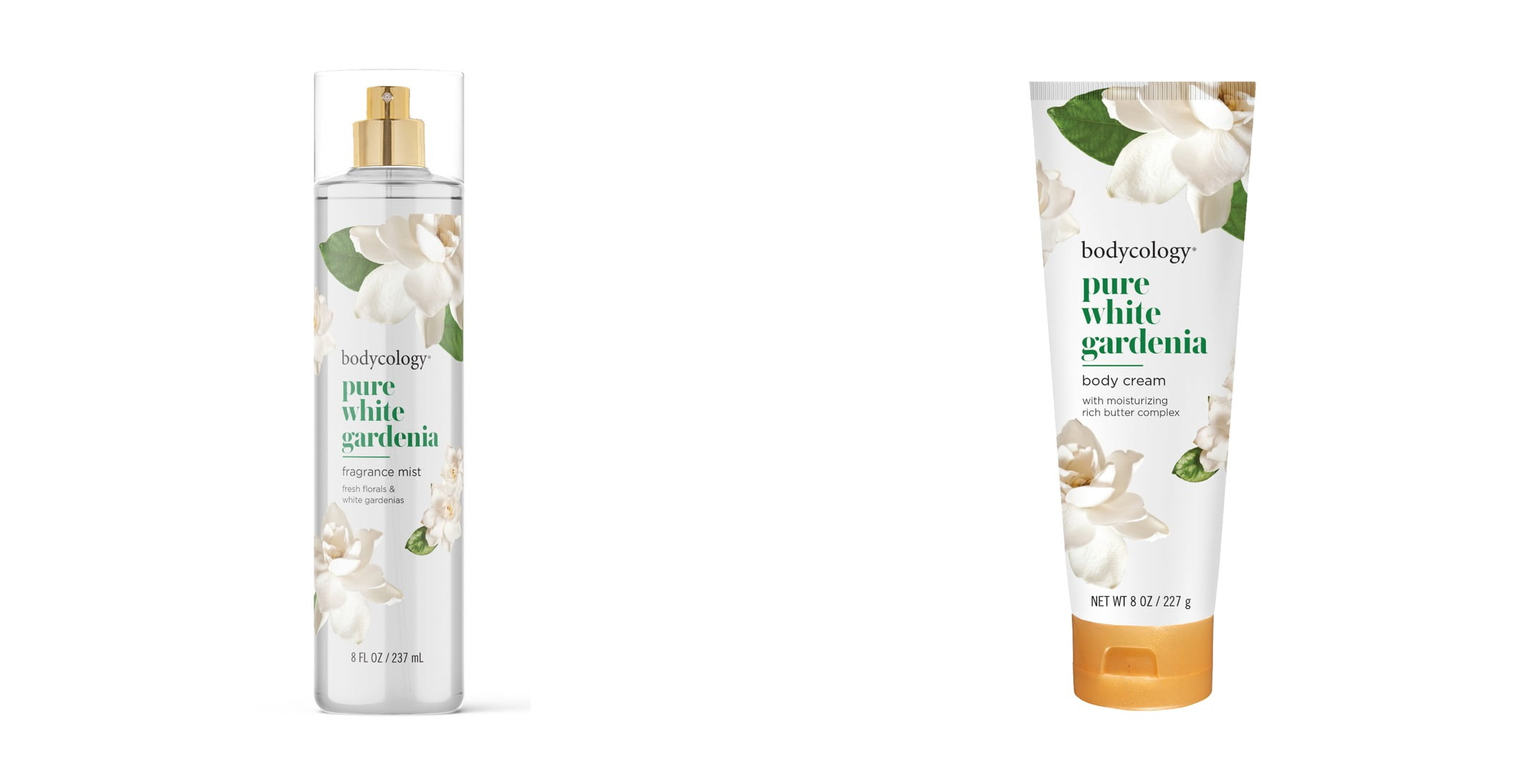 Bodycology Fragrance Body Mist, Pure White Gardenia & Bodycology Pure White Gardenia Shea Butter Body Cream Bundle