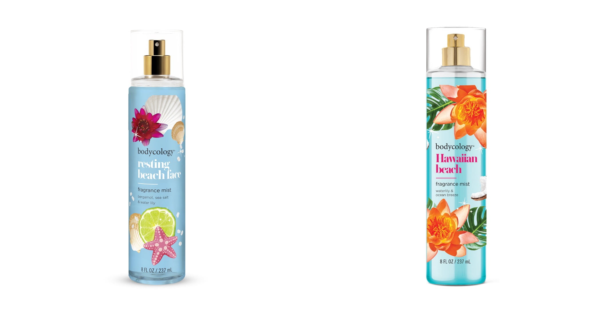 Bodycology Fragrance Body Mist, Resting Beach Face & Bodycology Fragrance Body Mist, Hawaiian Beach Bundle