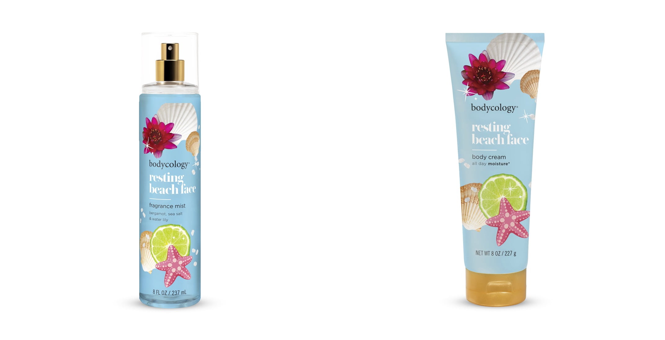 Bodycology Fragrance Body Mist, Resting Beach Face & Bodycology Resting Beach Face Shea Butter Body Cream Bundle