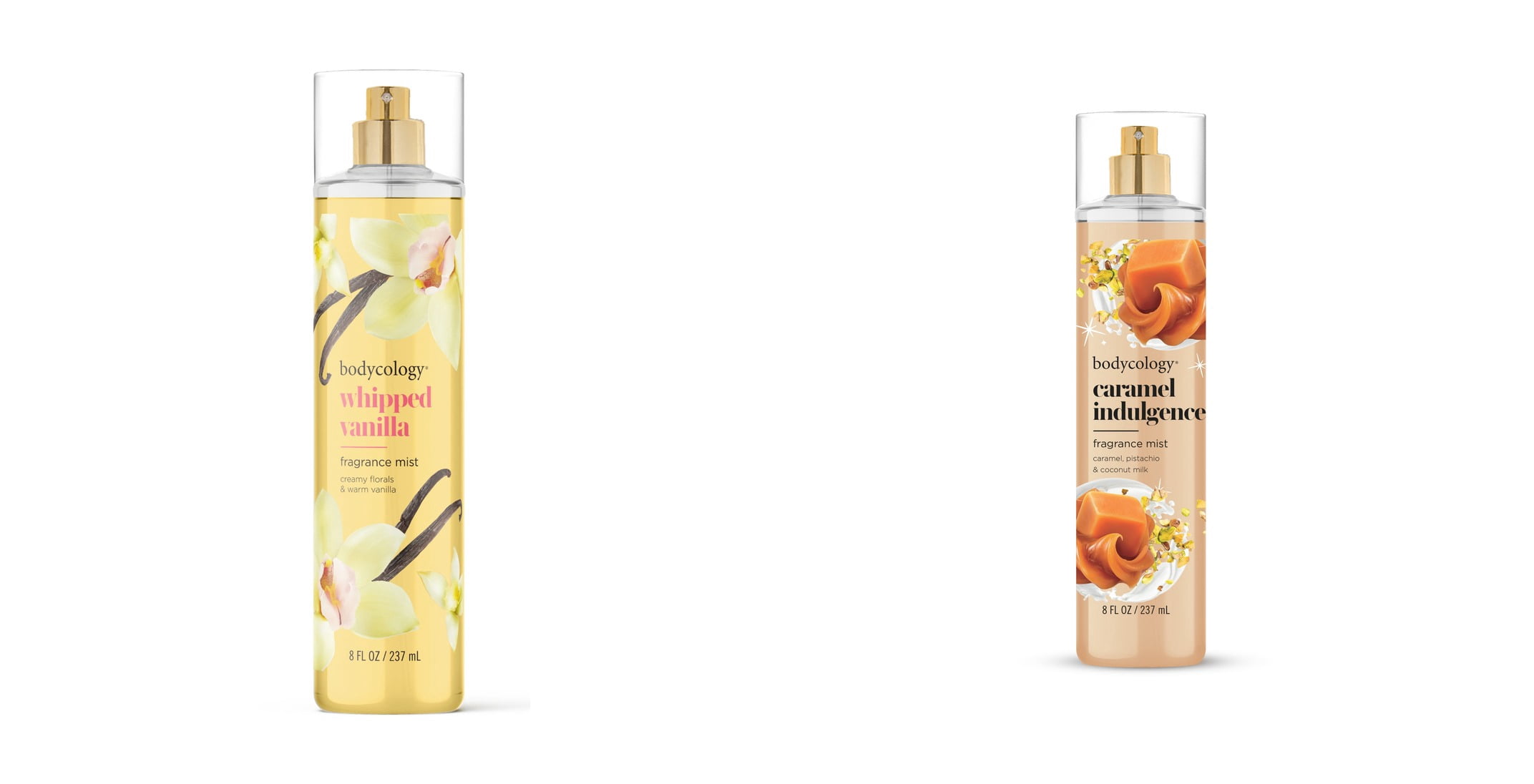 Bodycology Fragrance Body Mist, Whipped Vanilla & Bodycology Fragrance Body Mist, Caramel Indulgence, 8 fl.oz. Bundle