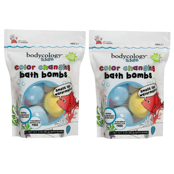 Bodycology Kids Color Changing Bath Bombs, 2 Pack, Fun Bath Time Set