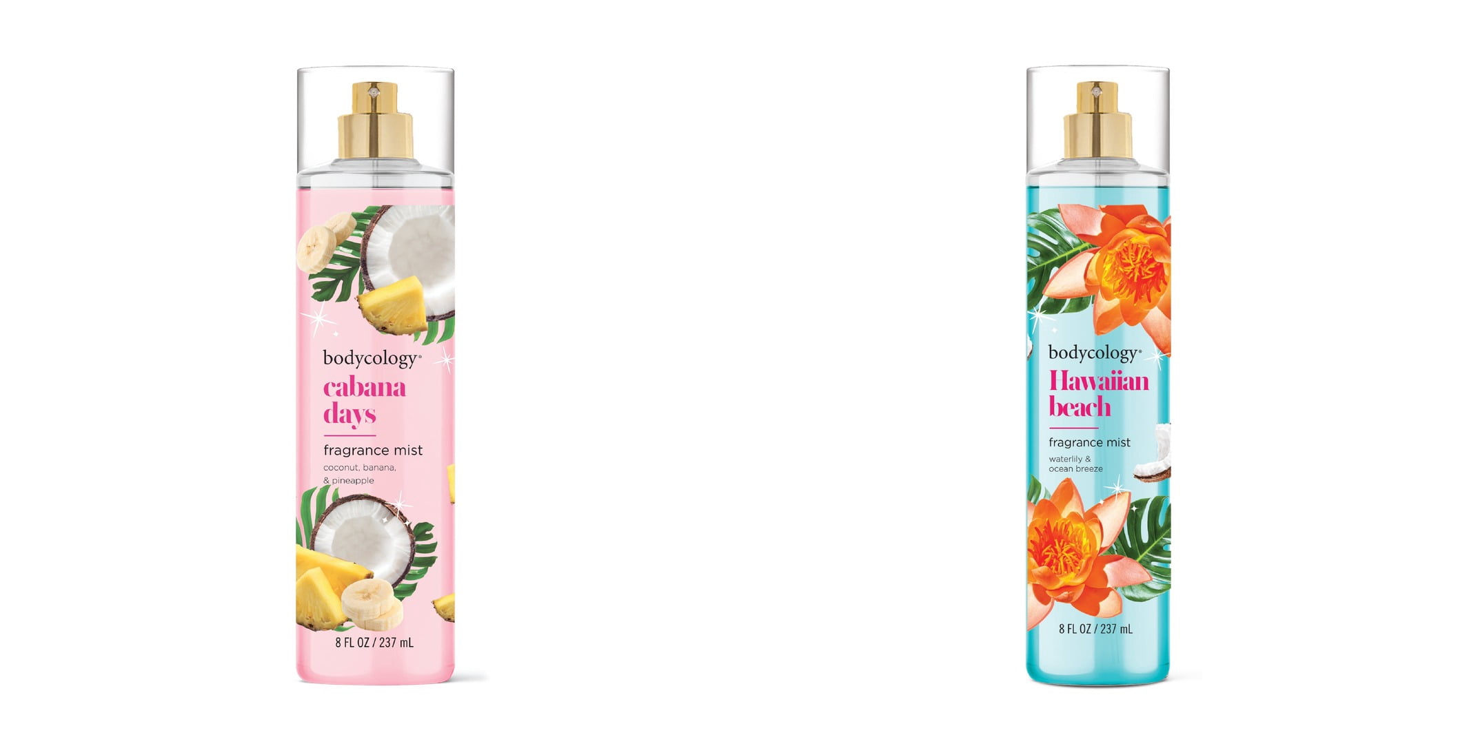 Bodycology Long-Lasting Fragrance Body Mist, Cabana Days & Bodycology Fragrance Body Mist, Hawaiian Beach Bundle