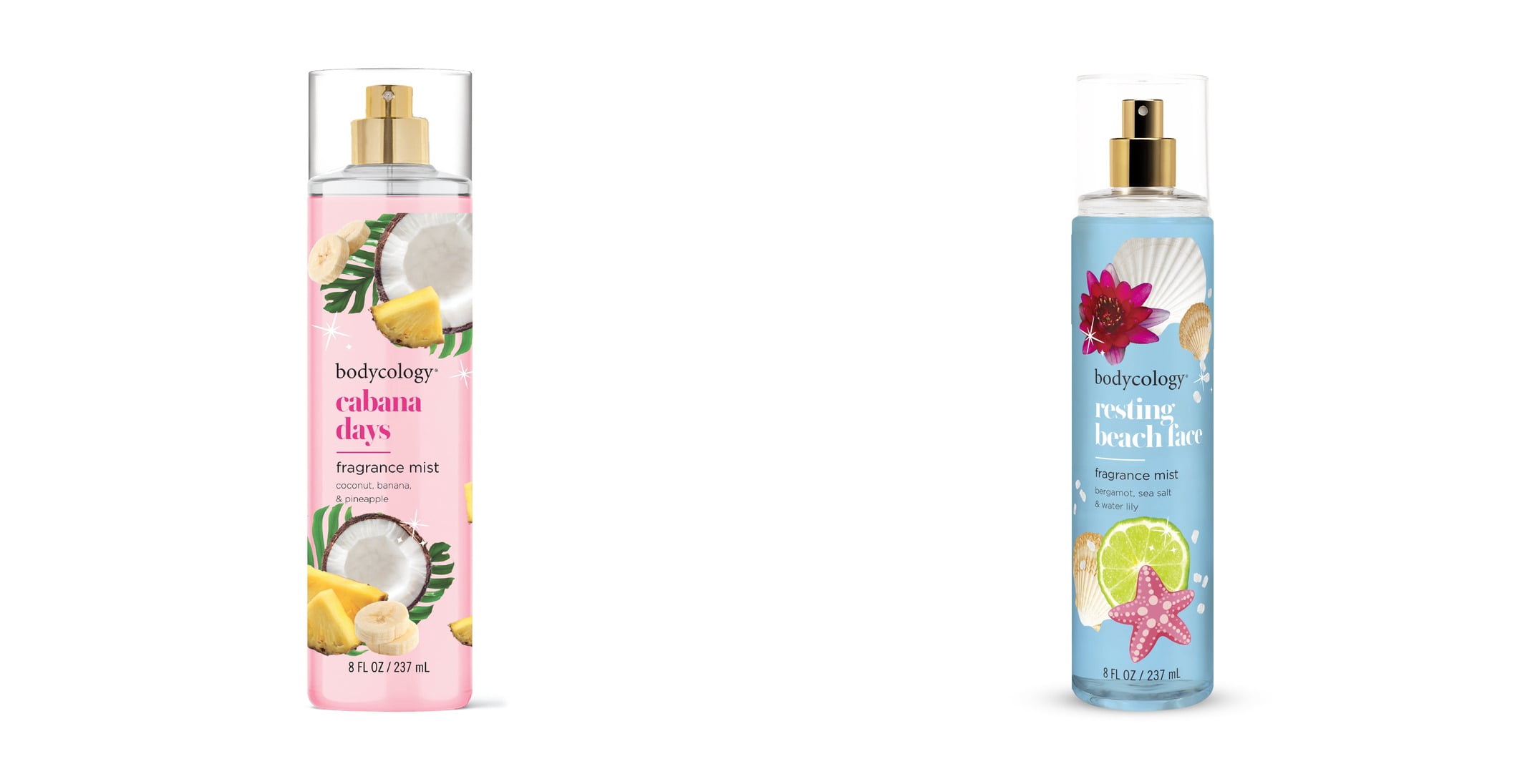Bodycology Long-Lasting Fragrance Body Mist, Cabana Days & Bodycology Fragrance Body Mist, Resting Beach Face Bundle