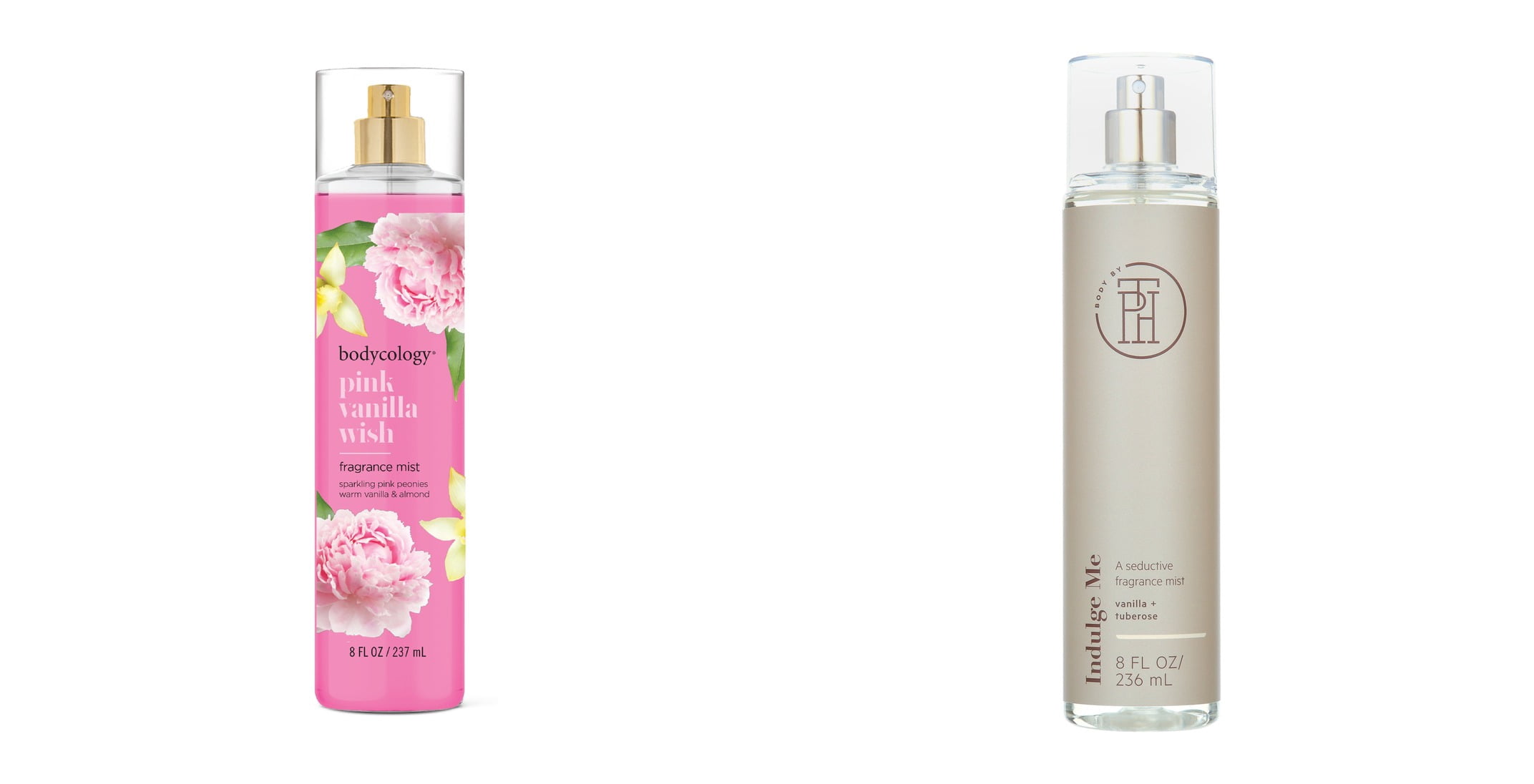 Bodycology Pink Vanilla Wish Body Mist, 8 fl.oz. & Body by TPH Indulge Me Seductive Fragrance Mist for Women | Vanilla + Tuberose Notes, 8 fl. oz Bundle
