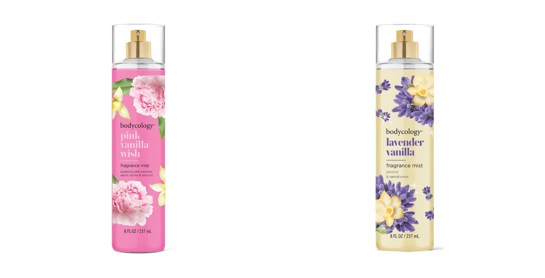 Bodycology Pink Vanilla Wish Body Mist, 8 fl.oz. & Bodycology Long-Lasting Fragrance Body Mist, Lavender Vanilla Bundle