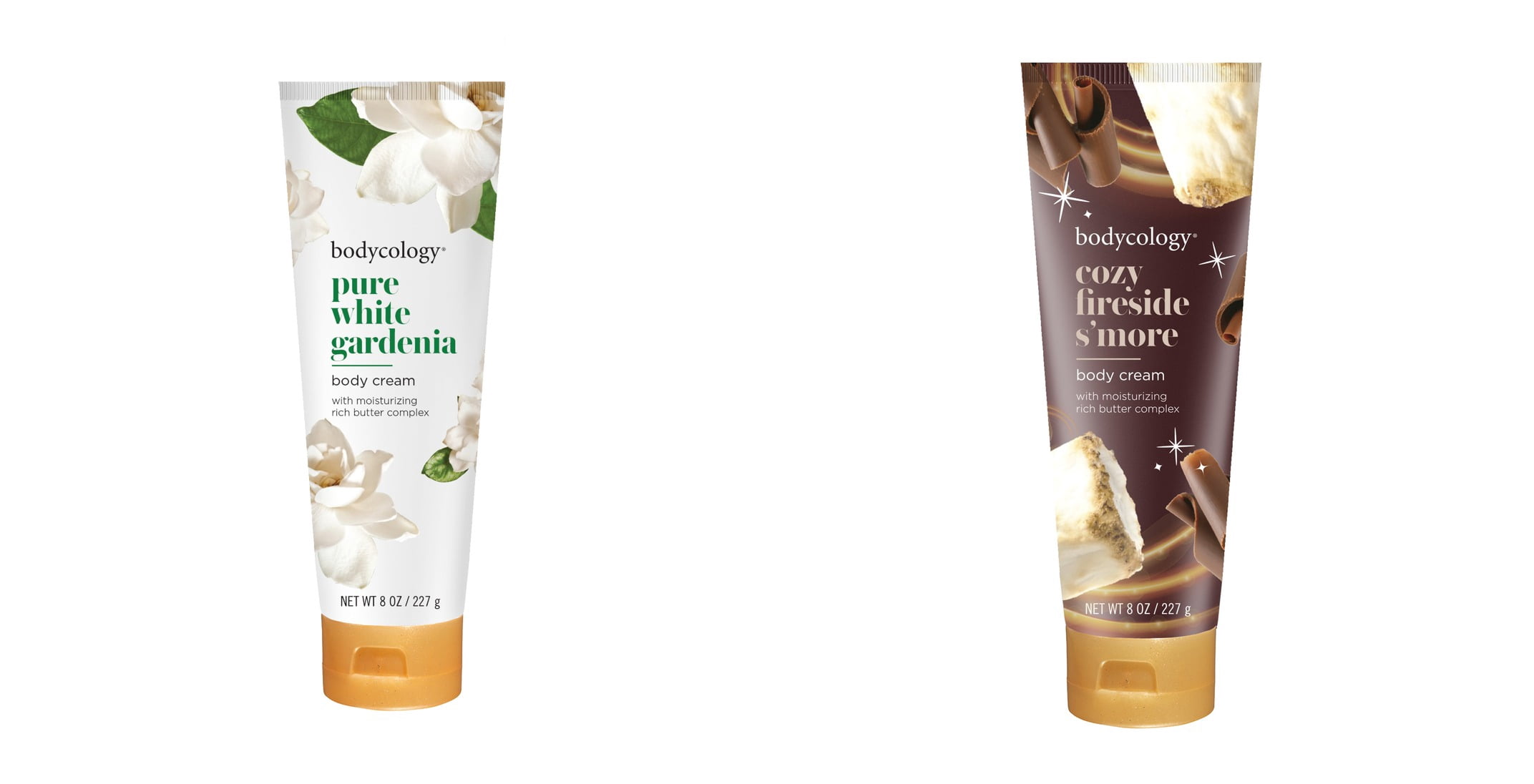 Bodycology Pure White Gardenia Shea Butter Body Cream & Bodycology Cozy Fireside S'more Shea Butter Body Cream Bundle