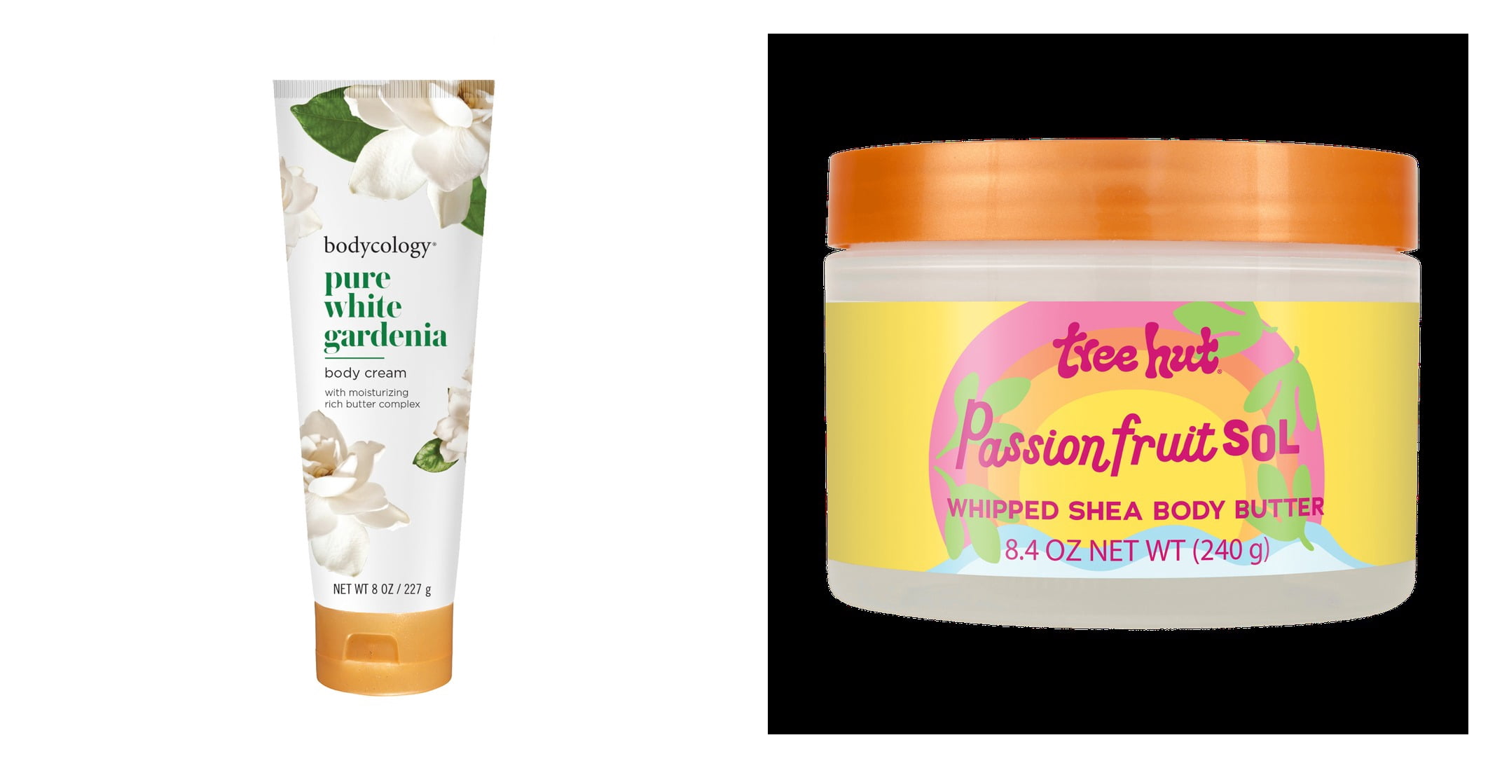 Bodycology Pure White Gardenia Shea Butter Body Cream & Tree Hut Passionfruit Sol Whipped Shea Body Butter Bundle