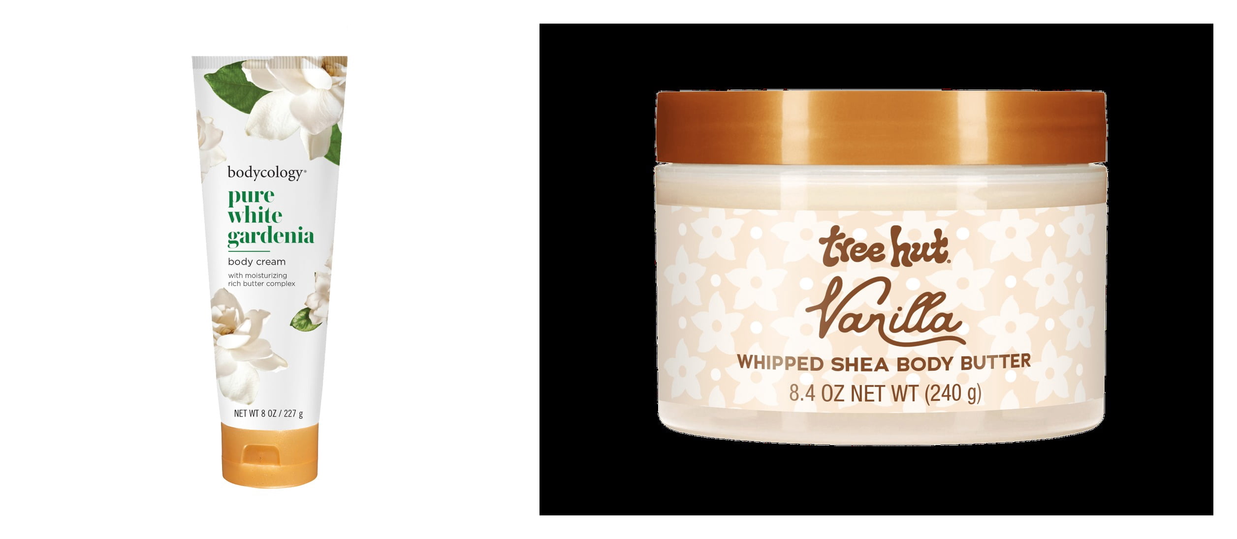 Bodycology Pure White Gardenia Shea Butter Body Cream & Tree Hut Vanilla Whipped Shea Body Butter Bundle