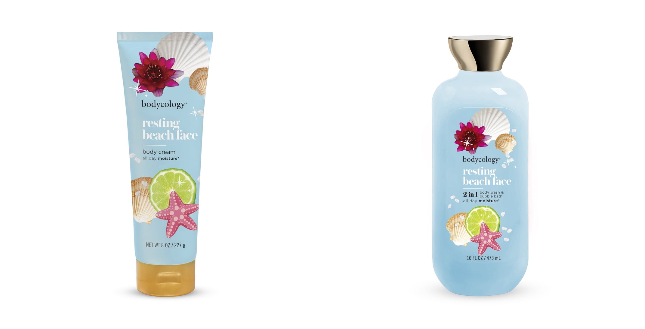 Bodycology Resting Beach Face Shea Butter Body Cream & Bodycology Resting Beach Face 2-in-1 Body Wash & Bubble Bath Bundle