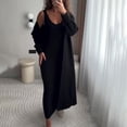 thumbnail image 1 of Bodycon Dress with Long Cardigan chic Set (L, Black), 1 of 7