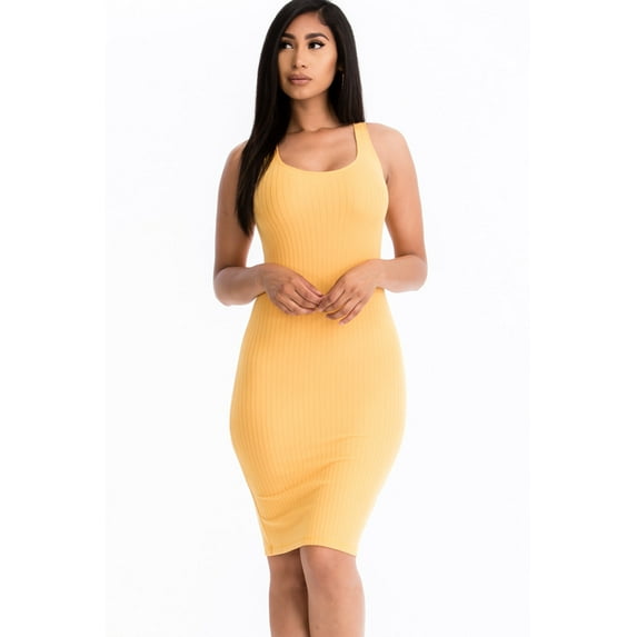 Bodycon Dress with Ribbed Texture and Back Slit