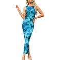 thumbnail image 1 of INSPIRE CHIC Bodycon Dresses for Women Floral Print Sleeveless Ruched Fitted Wedding Guest Cocktail Party Maxi Dress XS Blue, 1 of 6