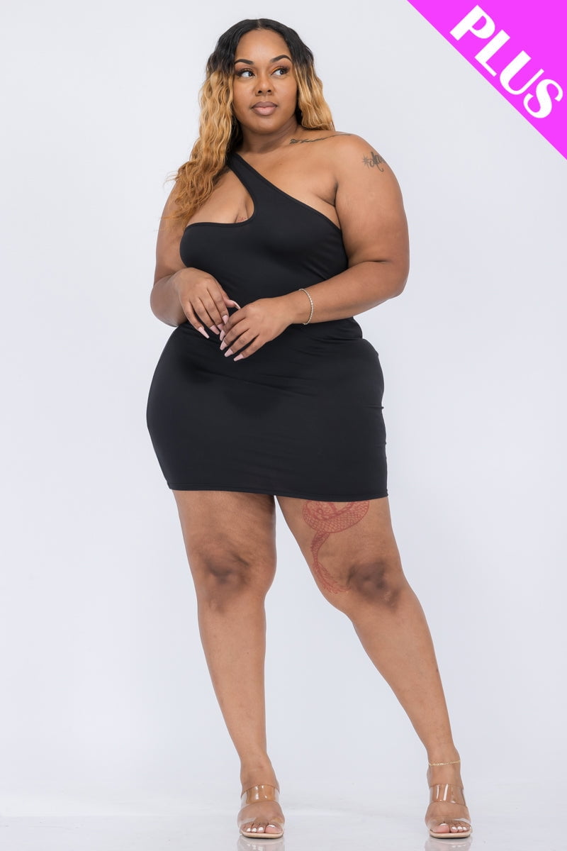 Plus Size Fitted Off-the-shoulder Front Zipper Bodycon Mini Dress main image 0