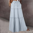 thumbnail image 1 of Bodycon Skirt Womens Maxi Skirts Loose Casual High Waisted Flowy Boho Skirts Trendy Fall Summer Beach Travel Cute Tiered Long Skirts with Pockets Light Blue M, 1 of 7