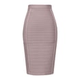 thumbnail image 1 of Bodycon Skirts for Women Zipper Disign High Waist Knee Length Stripe Bandage Pencil Womens Skirt Beige L, 1 of 3