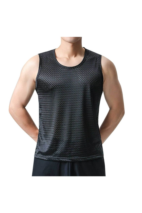 Bodycon Vests for Man Fall Summer Boat Neck Work Out Athletic Running Going Out Fish Net Camisole Tank Basic Top Vests Man 2026 Clothing Trendy