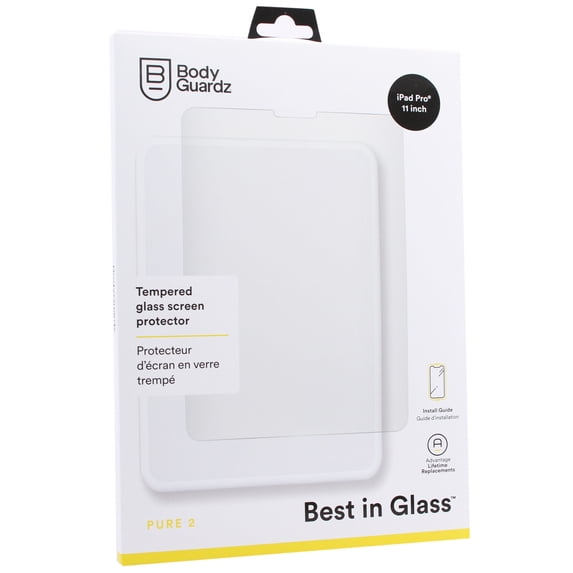 Bodyguardz Pure 2 Tempered Glass Screen Protector for 11" iPad Pro 1st & 2nd Gen