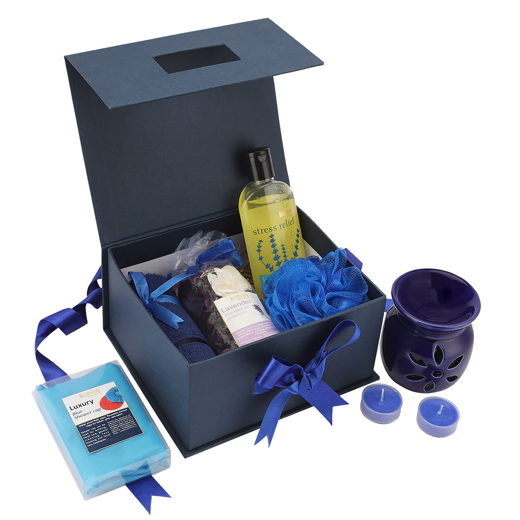 Bodyherbals Lavender Bath And Body Care Gift Set For Women And Men | Luxury Skin Care Hamper With Spa Accessories | Premium Gift Packaging | Unisex Gift Box For All Occassions | Set Of 7 Pcs