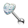thumbnail image 1 of Bodyjewelryonline Heart CZ Tongue Ring Barbell 14G Surgical Steel Tongue Piercing for Women Men 5/8", 1 of 5