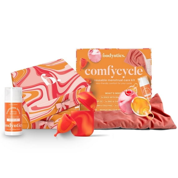 Bodyotics Comfycycle Period Care Pack 6pcs - Menstrual Disc x 2, Cup, Sterilizer Case, Magnesium Lotion & Heat Pad