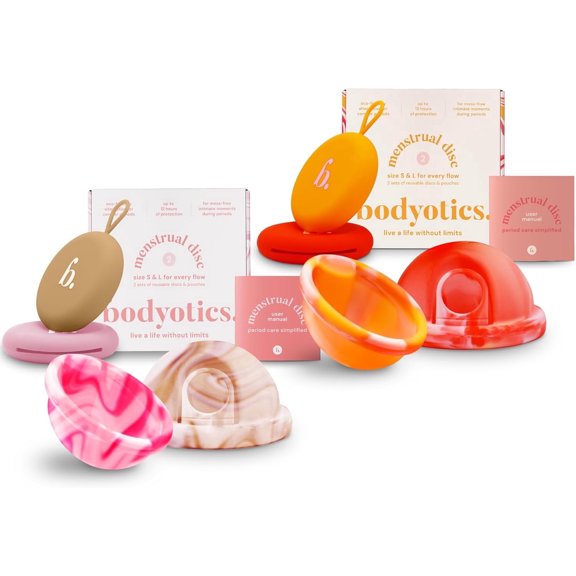 Reusable Menstrual Disc Value Pack (Set of 4) - Wear Up to 12 Hours - Sustainable Alternative to Cups, Tampons, and Pads - Leak-Proof Design for Light or Heavy Flows - Small & Large Sizes