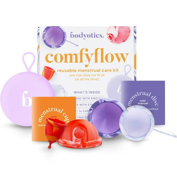 Bodyotics Comfyflow Reusable Period Care Pack Menstrual Discs & Cup - 5pcs Multisized Set S & L