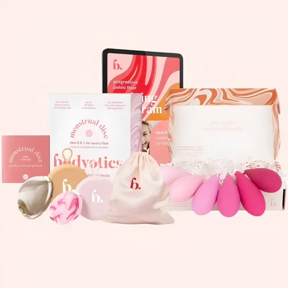 Bodyotics Intimate Weights & Menstrual Disc Value Pack - Set of 6 Body-Safe Silicone Weights + Reusable Period Disc (S & L), Sustainable Alternative to Cups & Tampons