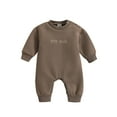thumbnail image 1 of Bodysuit Baby Girl Toddler Boys Long Sleeve Solid Letter Prints Fall Winter Rompers Kids Jumpsuits Coffee, 6-12 Months, 1 of 7