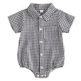 thumbnail image 1 of Bodysuit for Baby Girls & Boys for 3-6 Months Newborn Baby Boy Summer Clothes Short Sleeve Lapel Button Romper Up Loose Fit Plaid Jumpsuit Baby Boy Outfit, 1 of 9