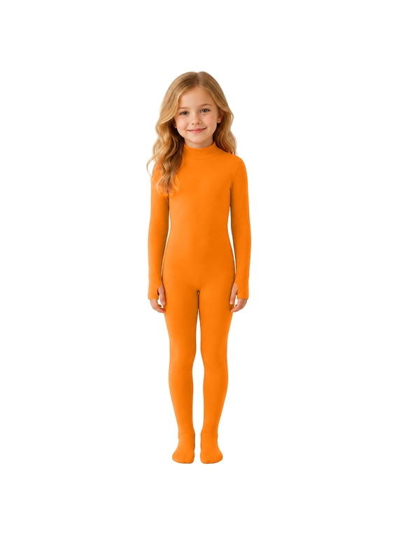 Bodysuit Kids Full Body Tight Fit Solid Color Jumpsuit For Stage Performance Dance Dress Up